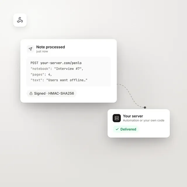 A signed webhook delivered to your server when a note is processed