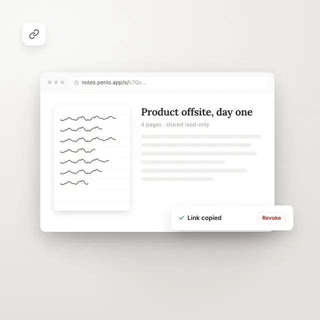 A shared notebook link with a revoke button