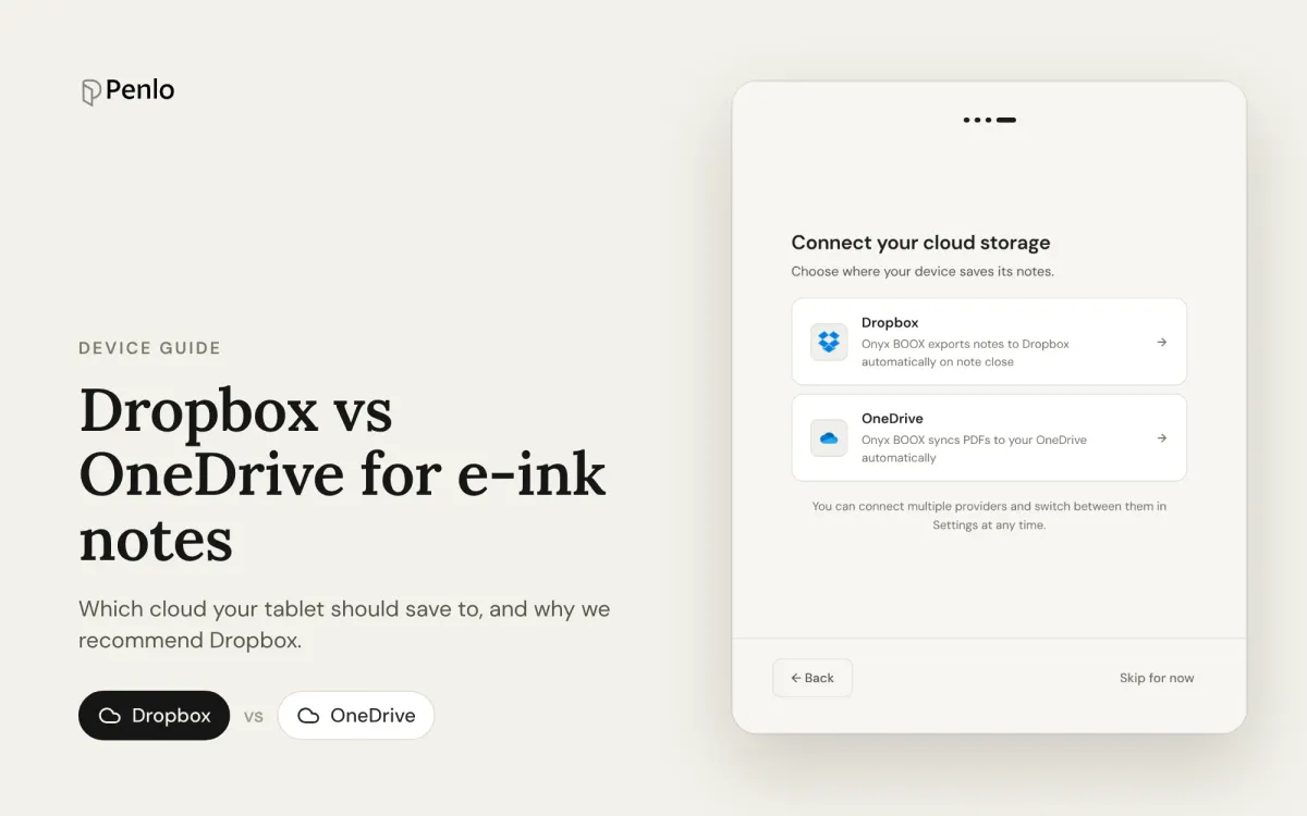 Dropbox vs OneDrive for e-ink notes