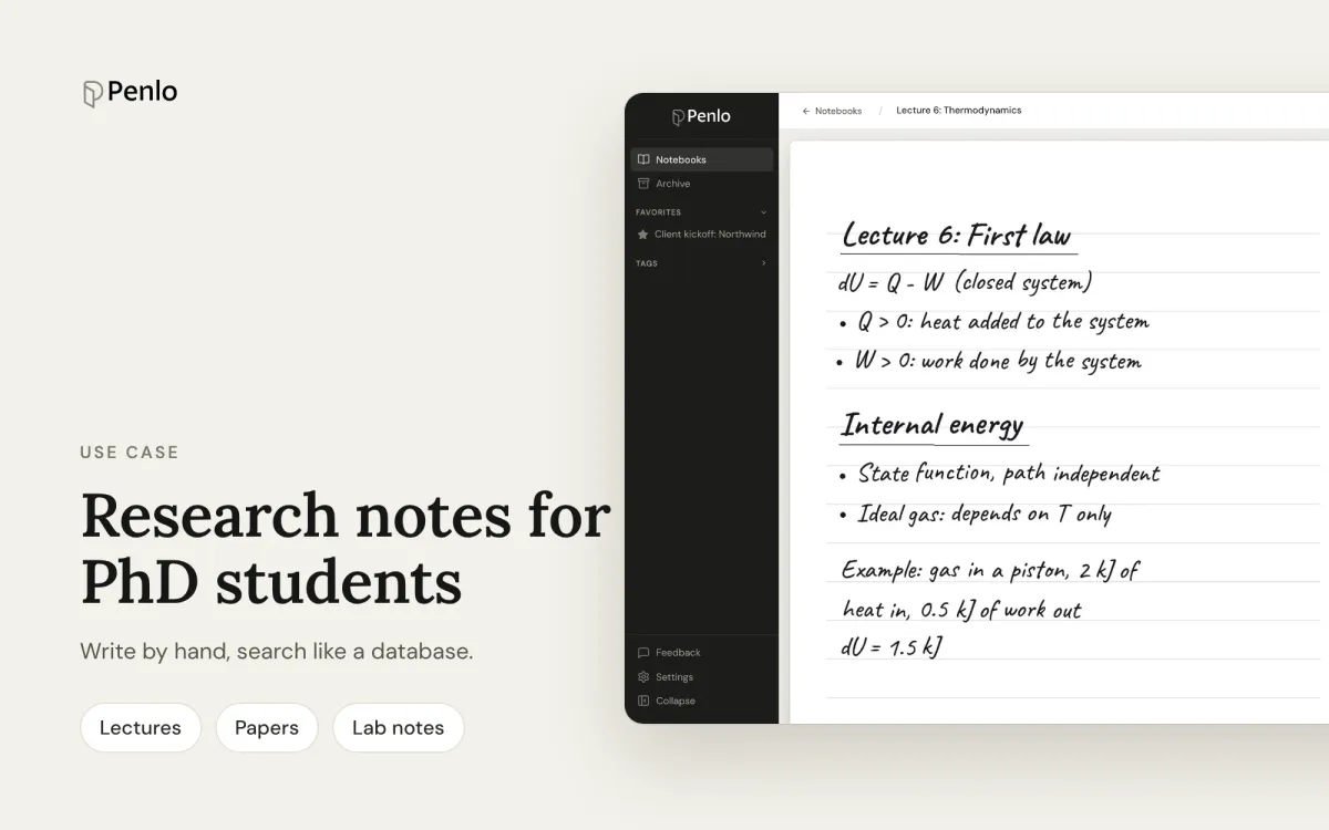 Research notes for PhD students: write by hand, search like a database