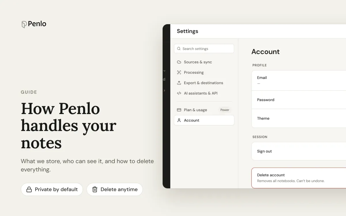 How Penlo handles your notes: privacy and security
