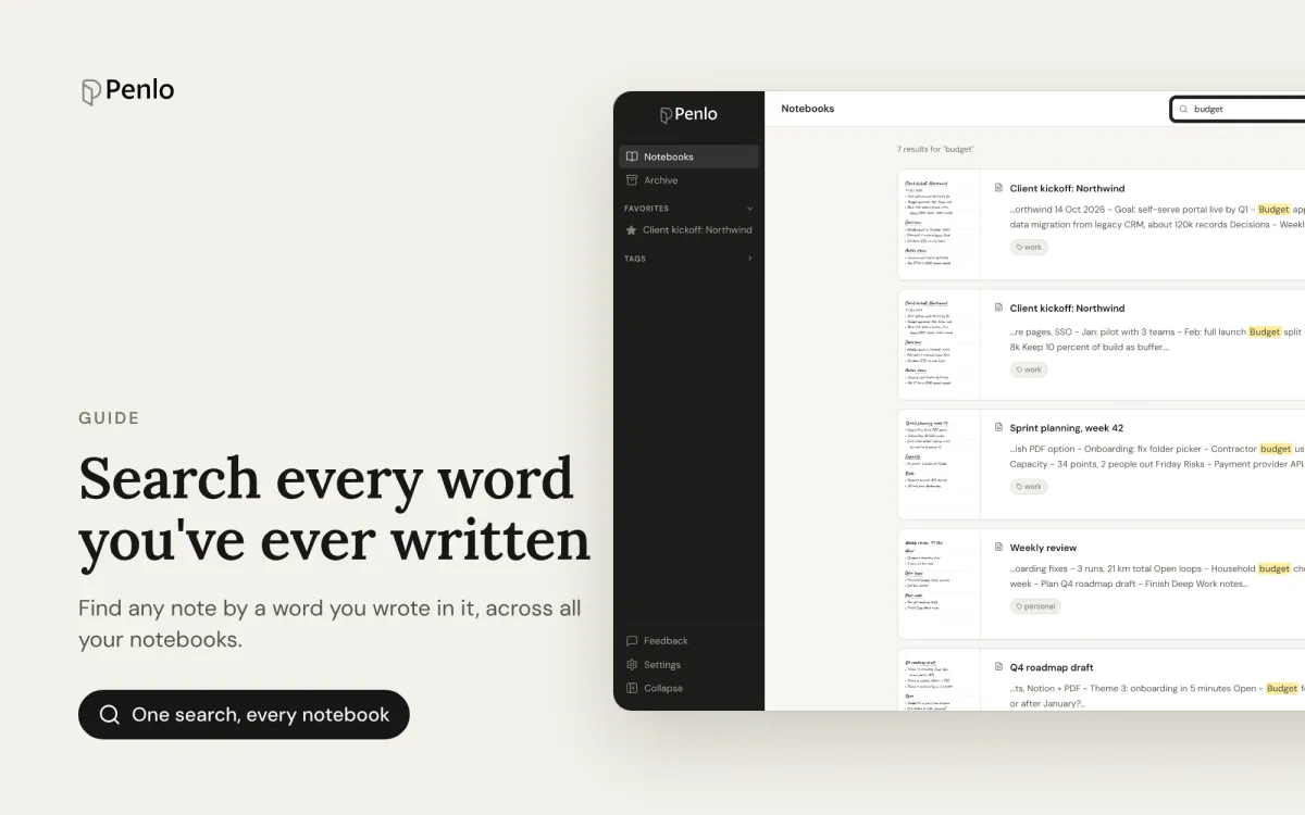 Search every word you've ever written