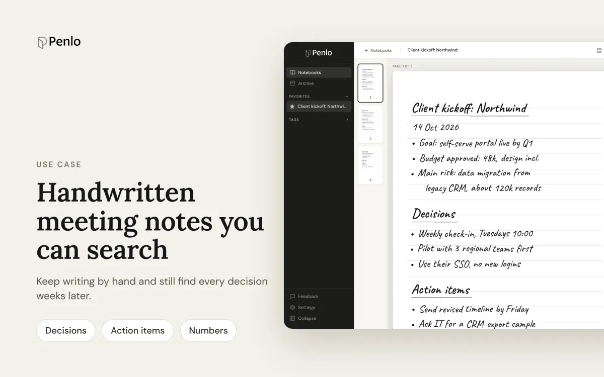 A handwritten meeting-notes system you can actually search